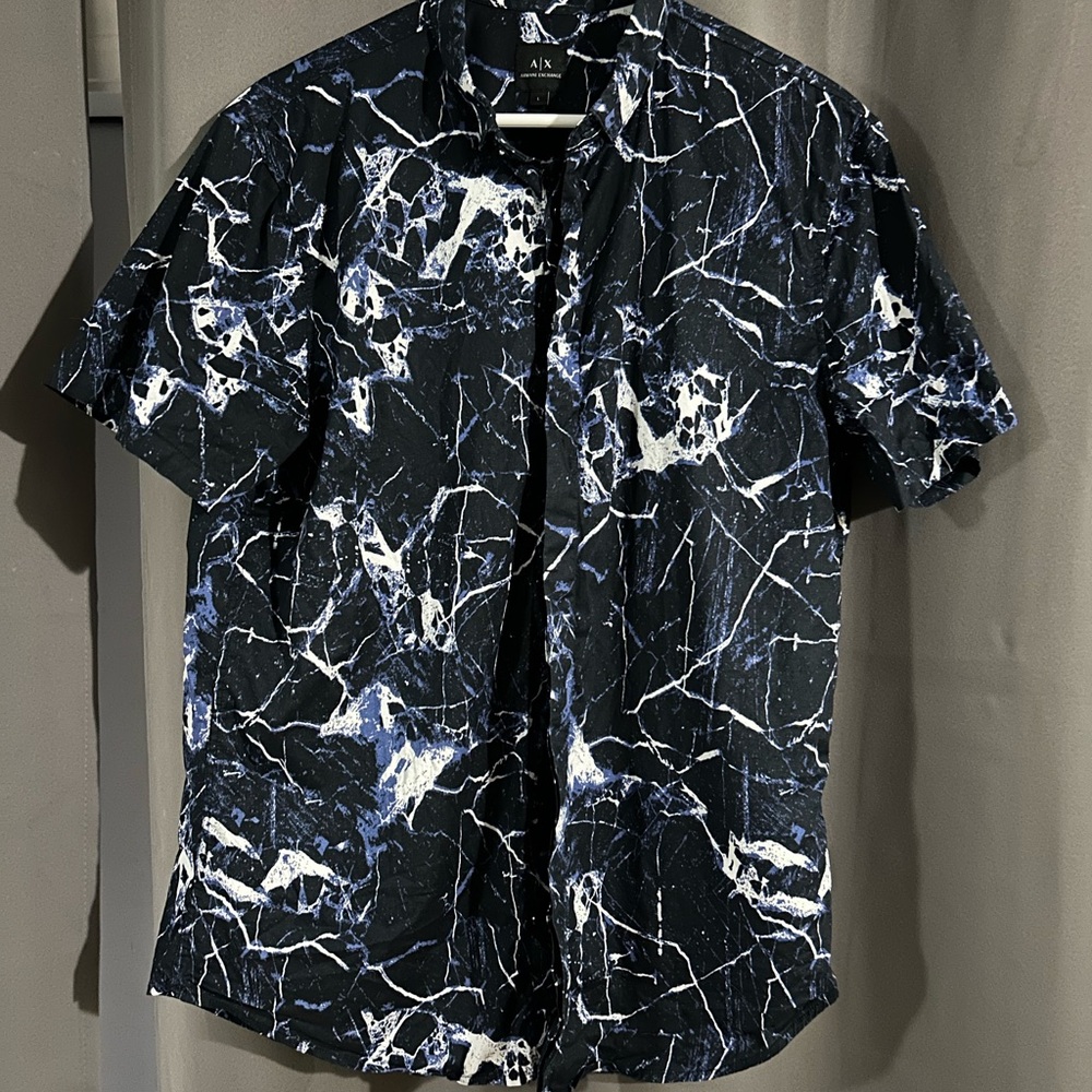 Armani Exchange Navy and White Patterned Shirt